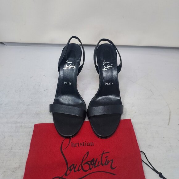 Christian Louboutin O Marylin Leather Black Strappy Heel Sandal - Picture 9 of 12